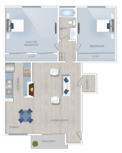 Two Bedroom Apartments in Encino, plan